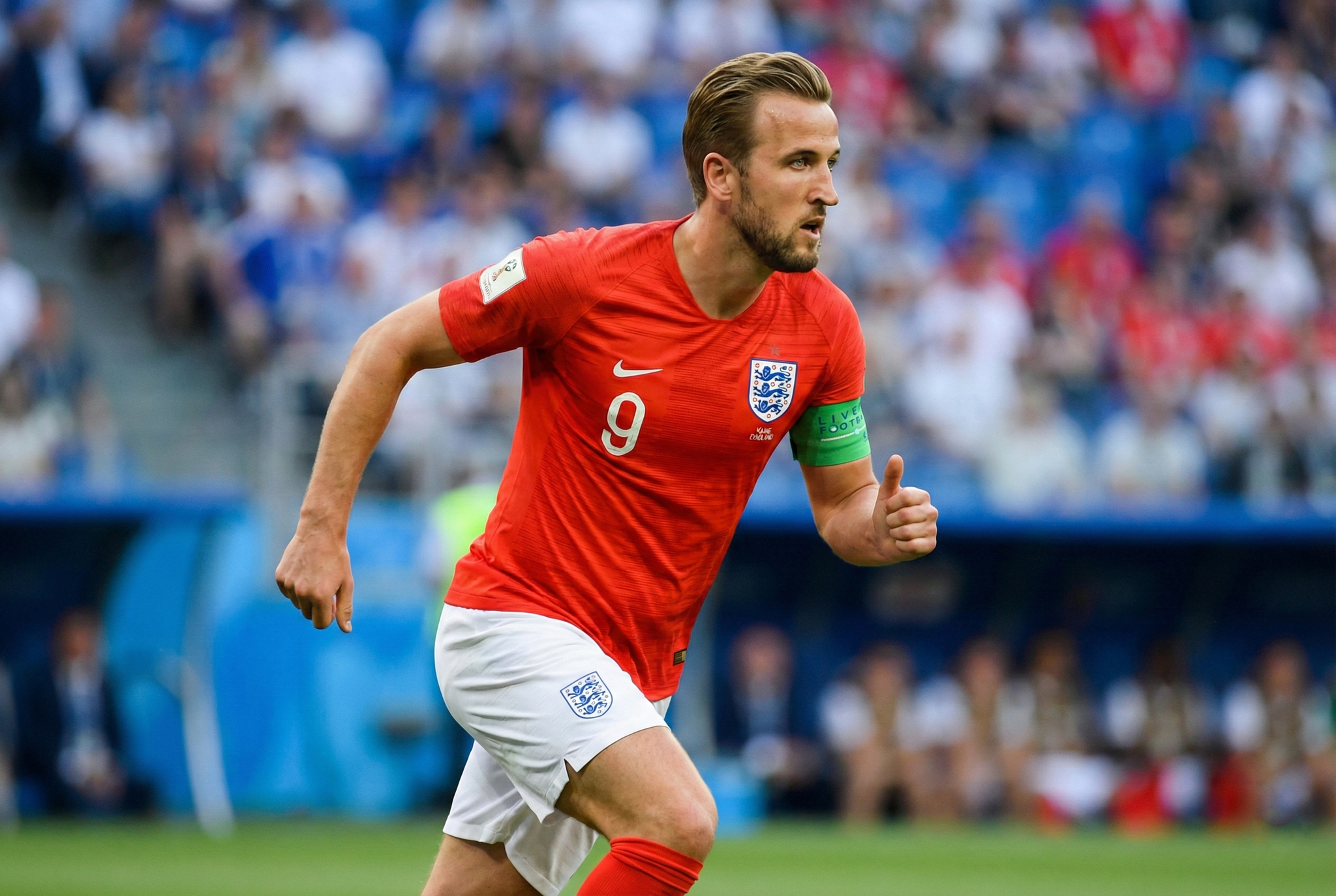 Harry Kane's haircut & style during the 2018 World Cup Semi Final as England Captain.